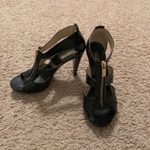 Michael Kors Patent Leather Zip Up Sandals